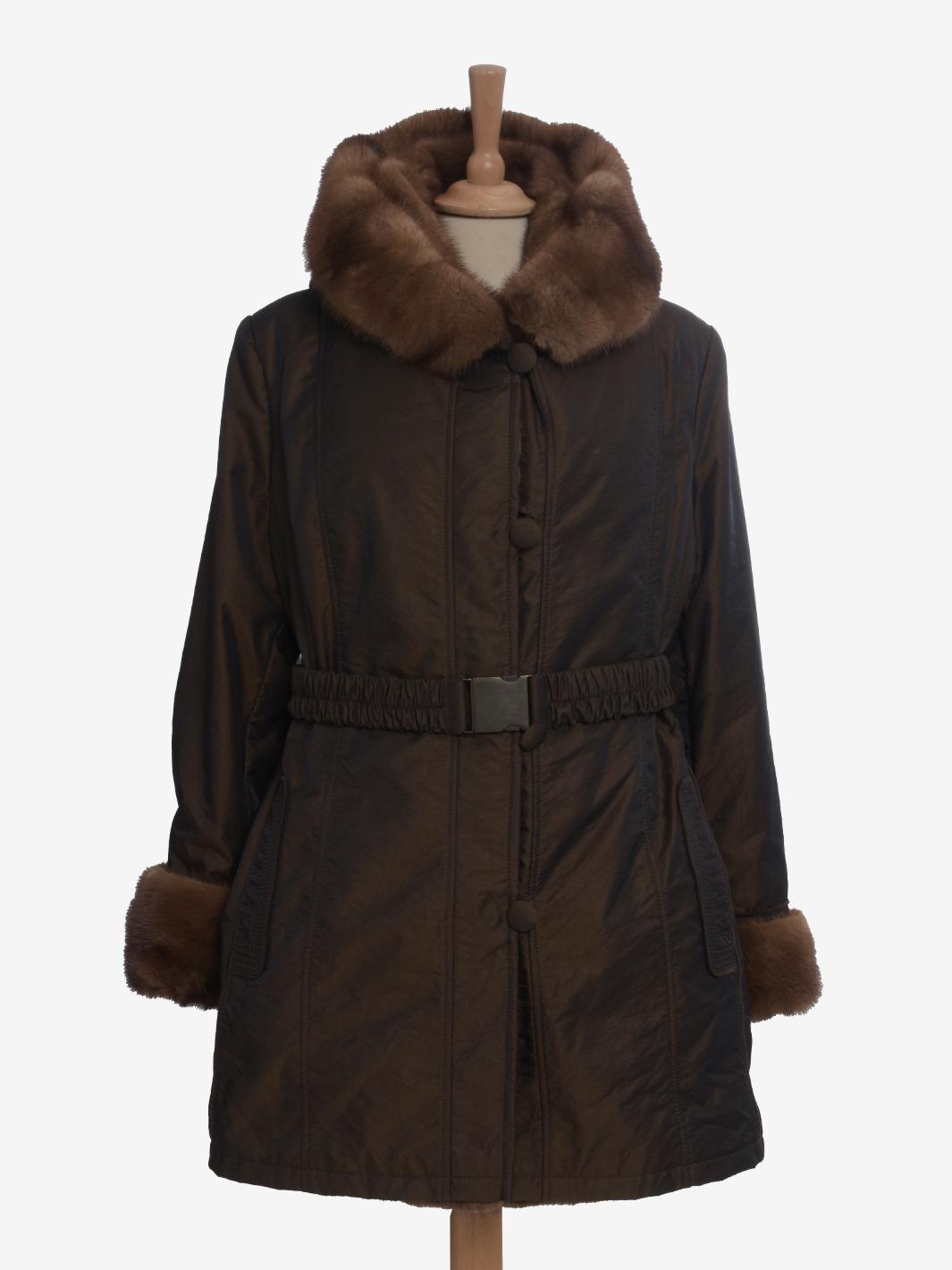 Vintage Coat In Technical Fabric And Fur