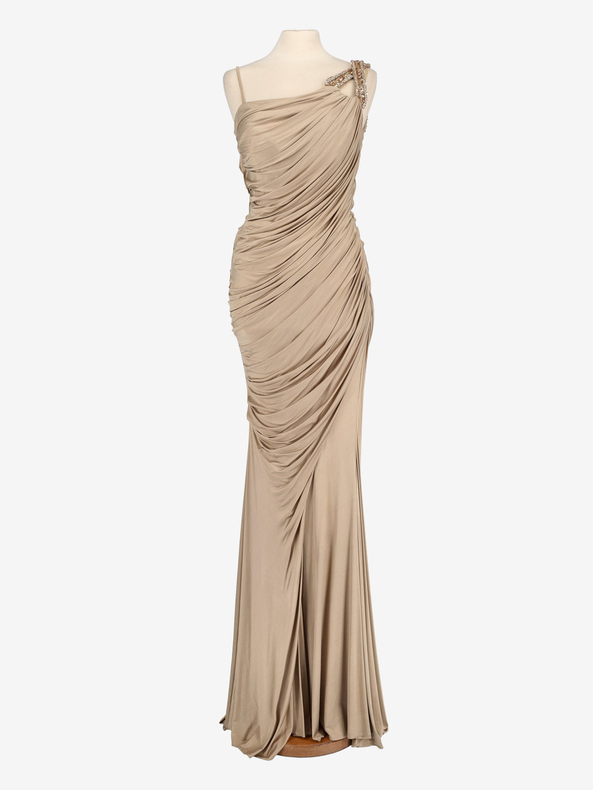 Champagne Draped Long Dress