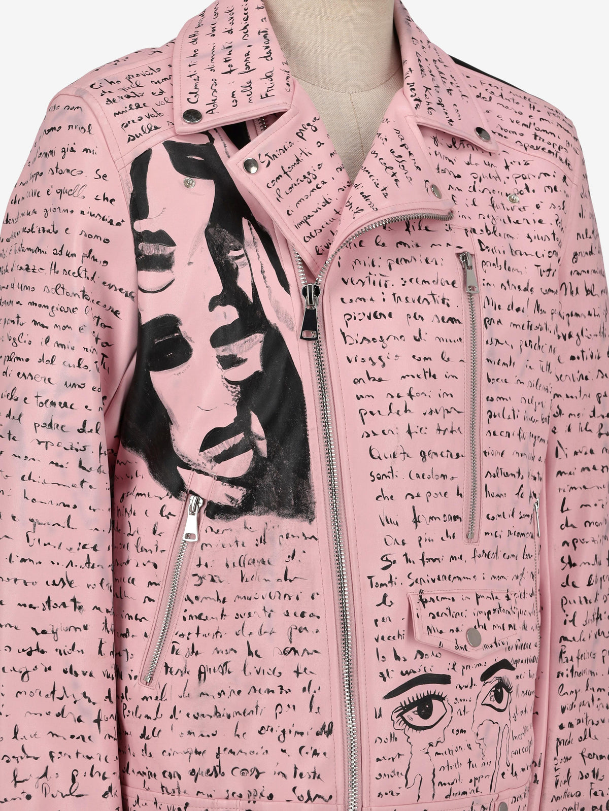 Vintage Lettering Pink Biker Jacket WCV250856.04  Vintage