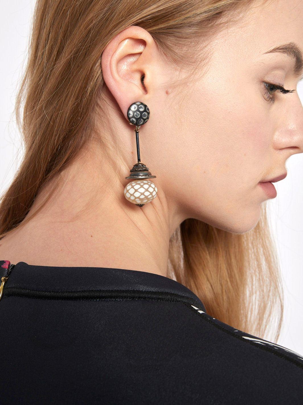 1960s Thierry Mugler clip drop earrings in metal and resin W22033018  Thierry Mugler