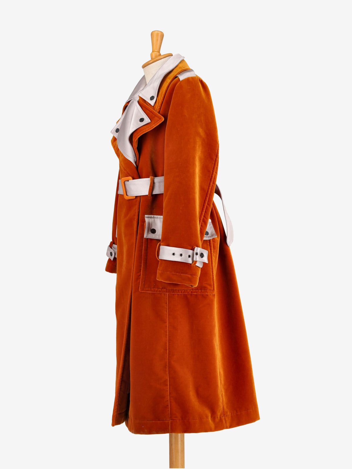 Tom Ford Orange Velvet Trench Coat - 00s