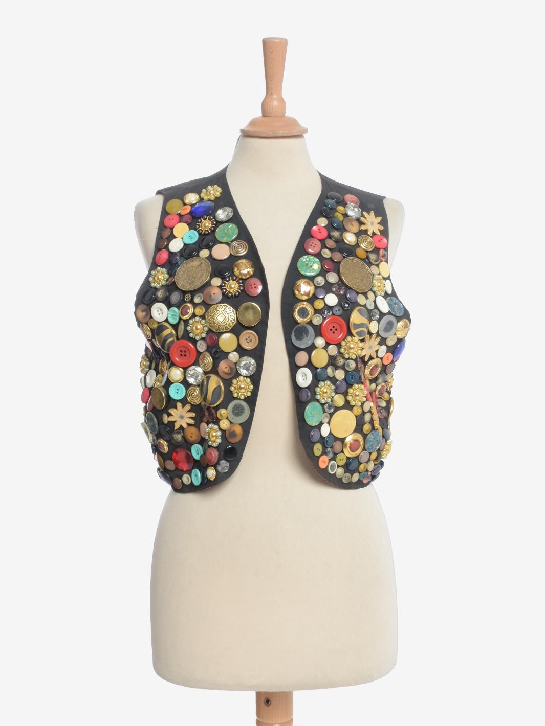Vintage Vest And Belt With Polychrome Buttons