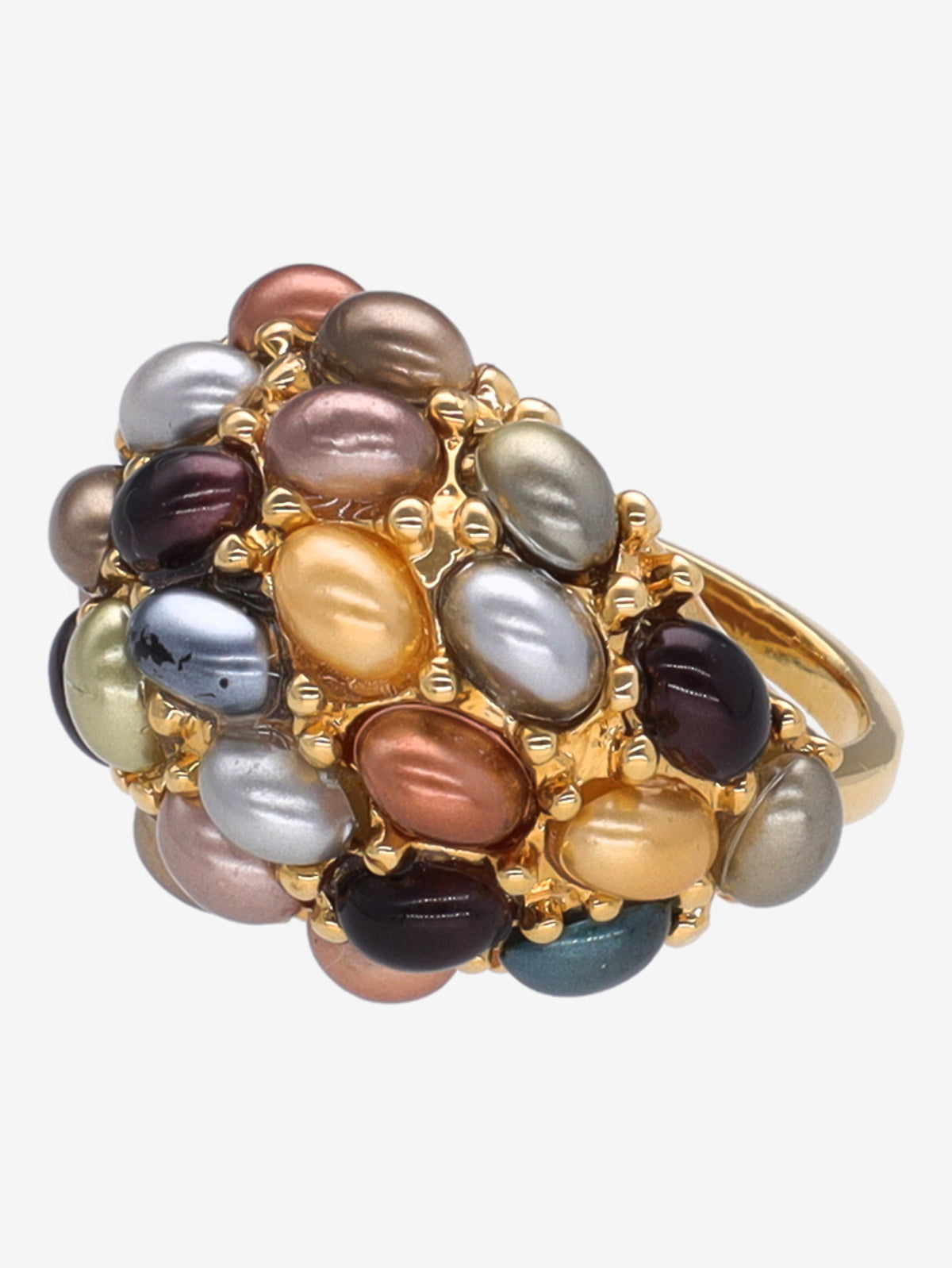 Kenneth Jay Lane Multicolour Pearls Ring CVR24.1.18  Kenneth Jay Lane