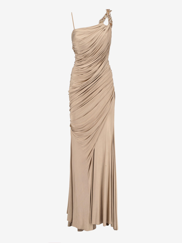 Champagne Draped Long Dress