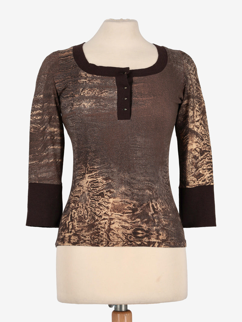 Roberto Cavalli Chocolate Shirt W24121253.13  Roberto Cavalli