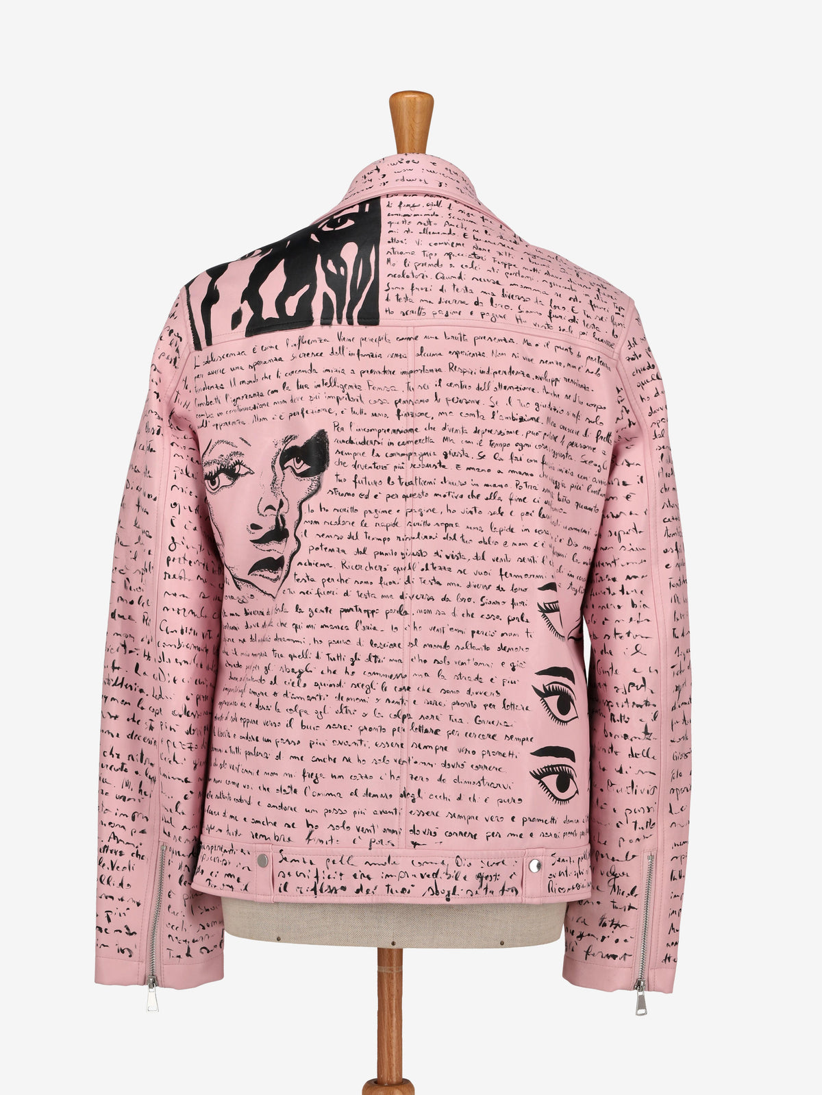 Vintage Lettering Pink Biker Jacket WCV250856.04  Vintage