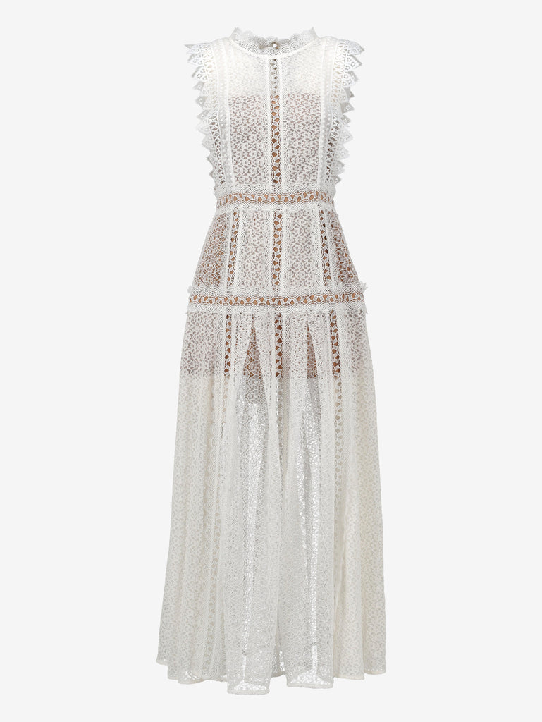 Self Portrait White Lace Long Dress