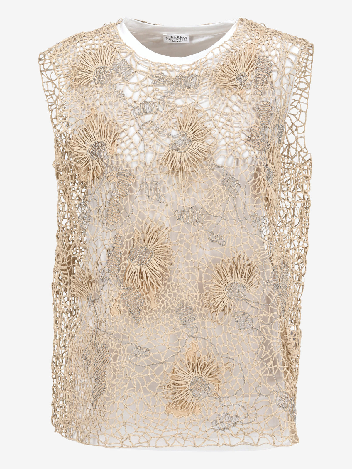 Brunello Cucinelli Woven Flowers Top