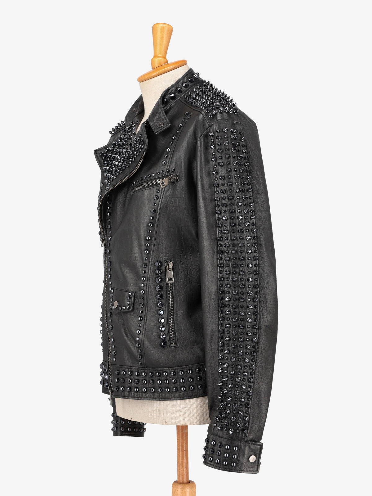 Vintage Black Studs Biker Jacket WCV250885  Vintage