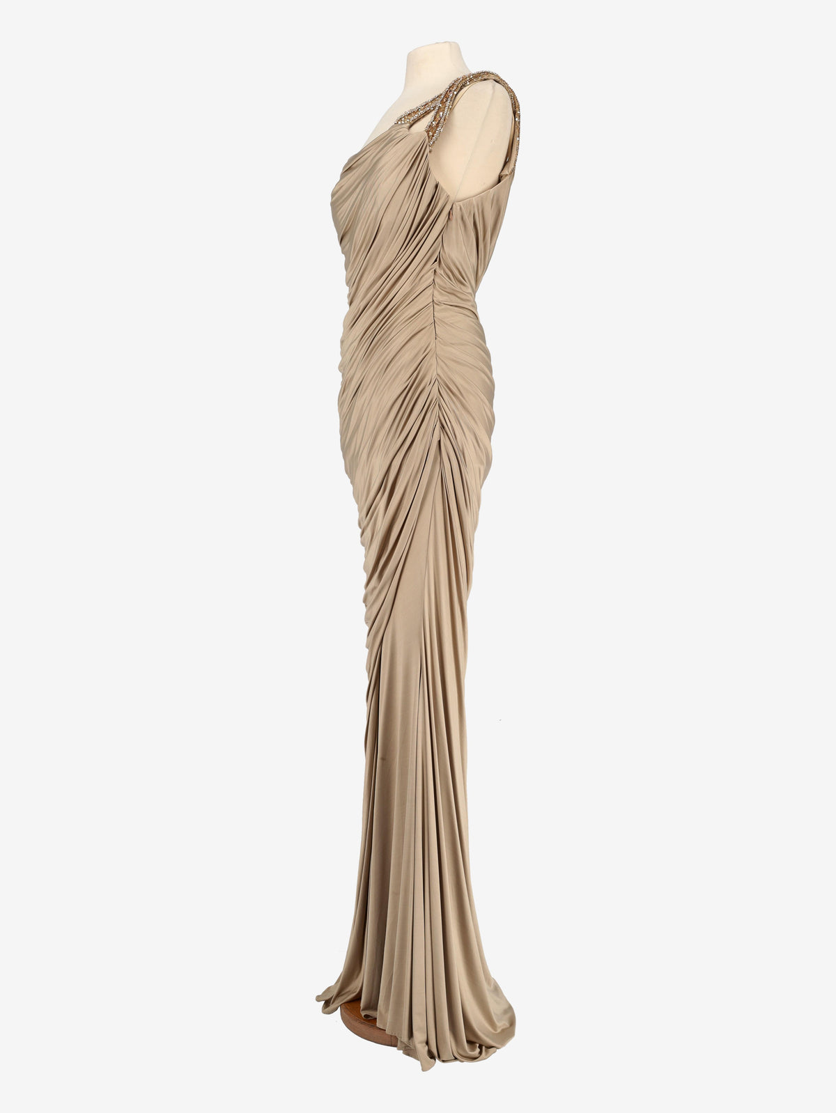 Champagne Draped Long Dress