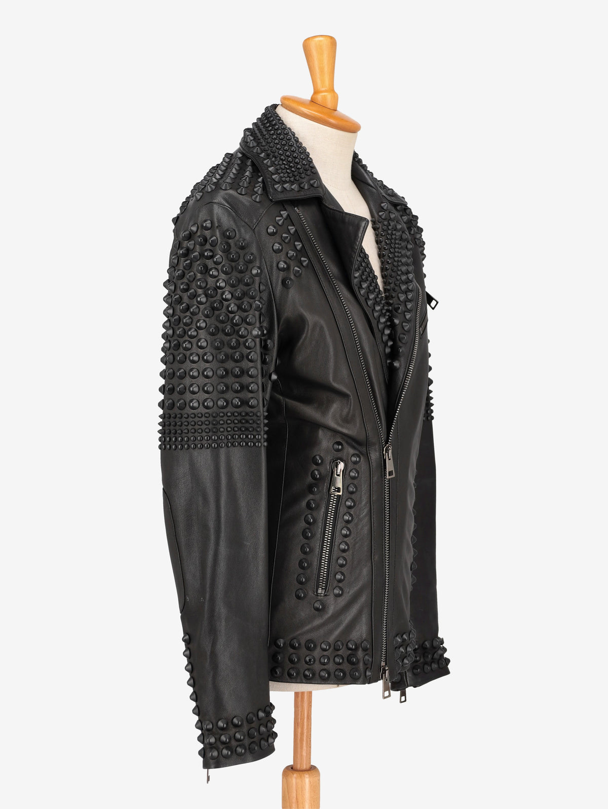 Vintage Black Studs Biker Jacket WCV250822.02  Vintage