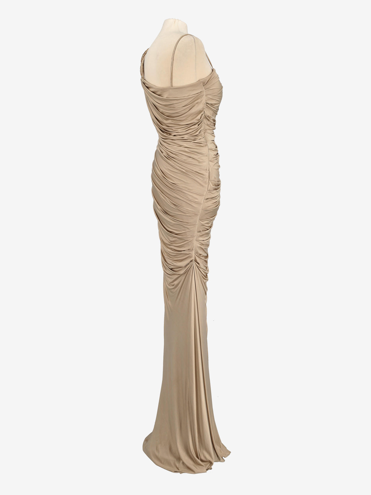 Champagne Draped Long Dress