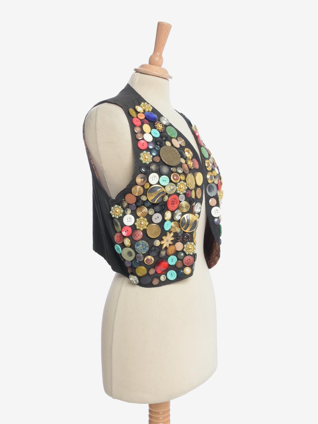 Vintage Vest And Belt With Polychrome Buttons