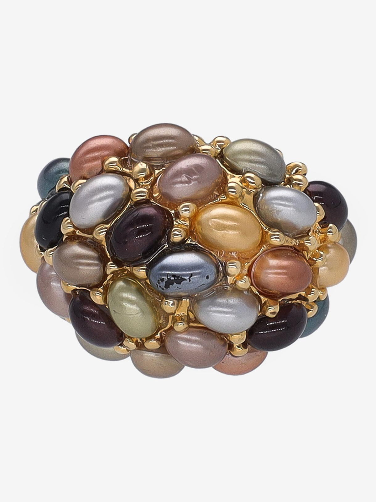 Kenneth Jay Lane Multicolour Pearls Ring CVR24.1.18  Kenneth Jay Lane