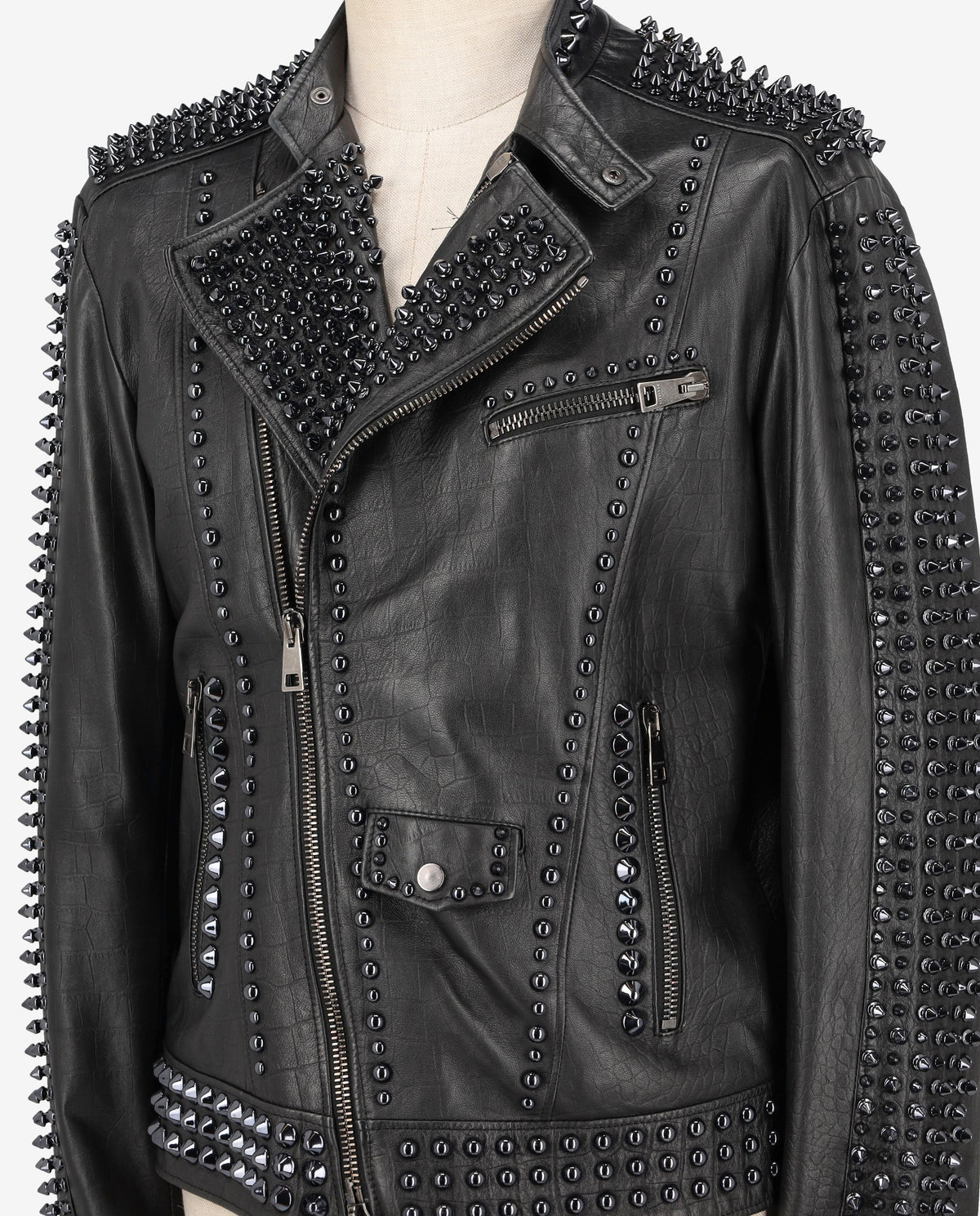 Vintage Black Studs Biker Jacket WCV250885  Vintage