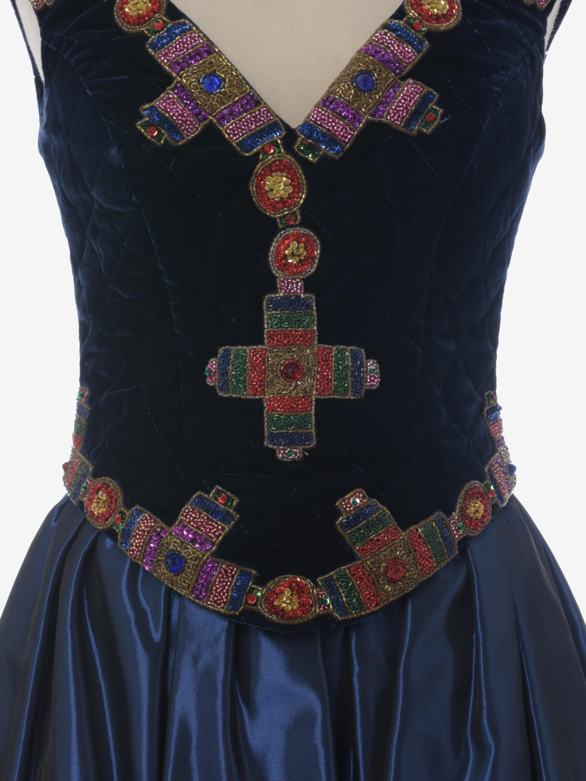 Vintage Dress With Embroidered Beads - 80s