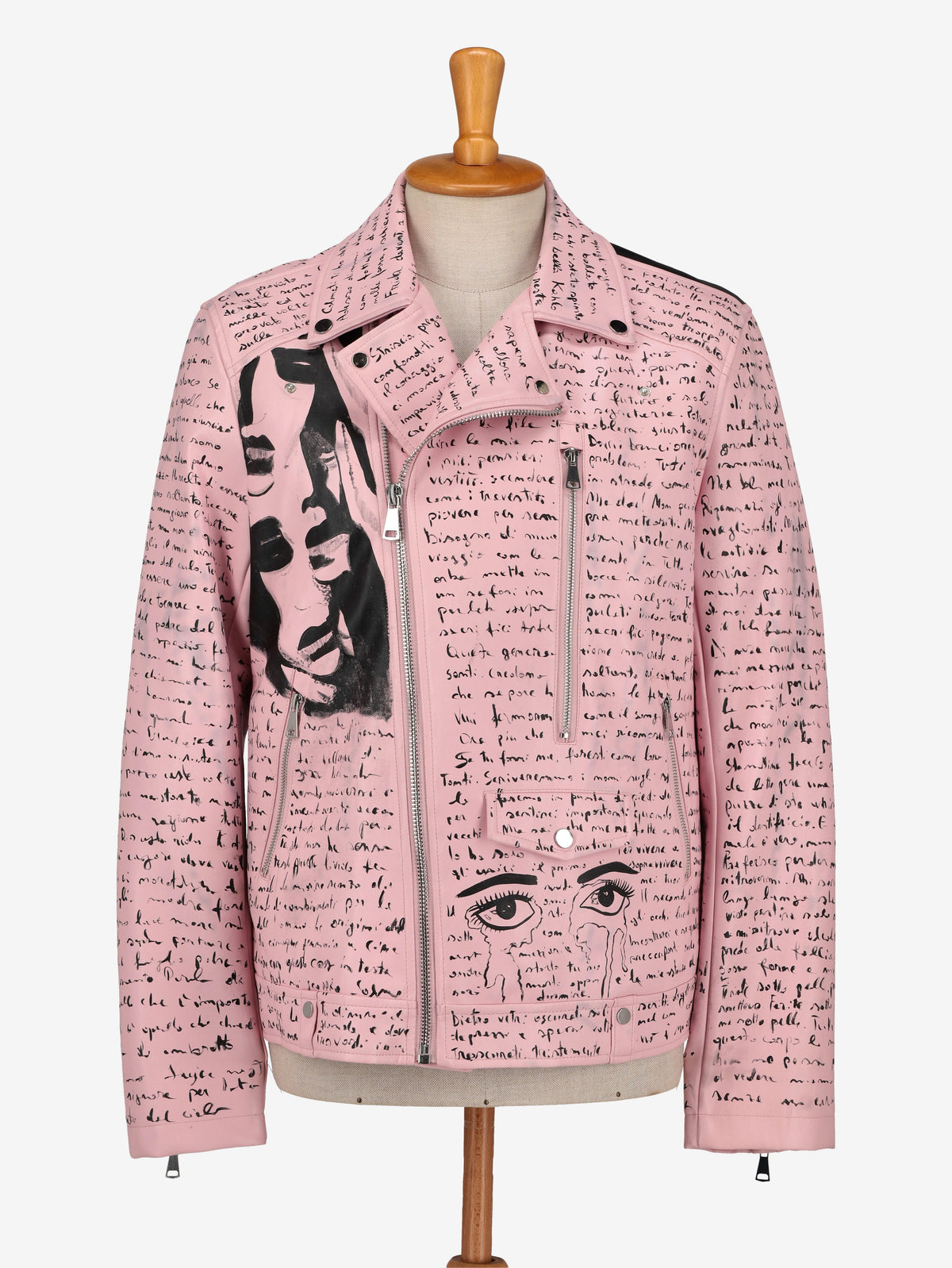 Vintage Lettering Pink Biker Jacket WCV250856.04  Vintage