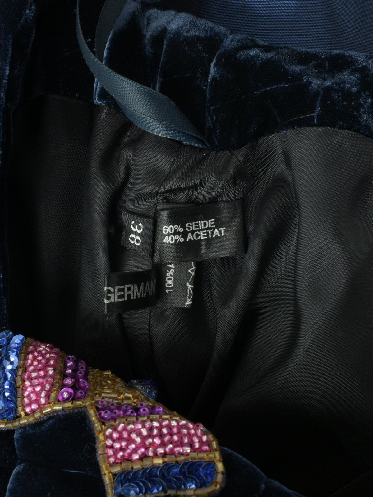 Vintage Dress With Embroidered Beads - 80s