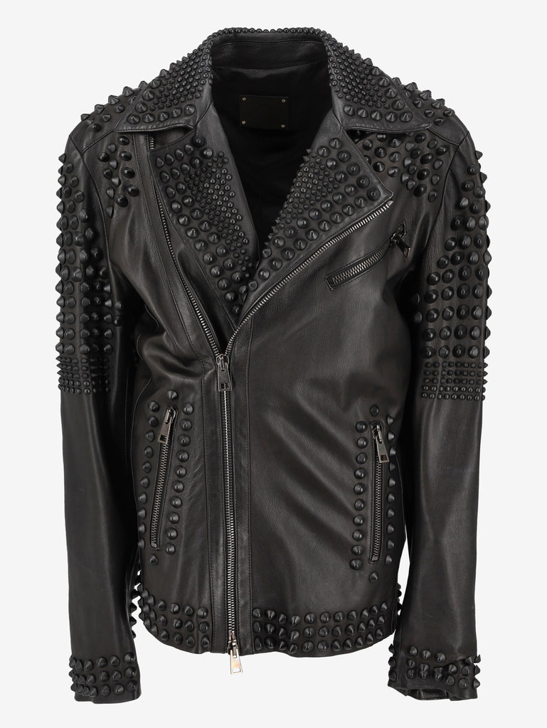 Vintage Black Studs Biker Jacket WCV250822.02  Vintage