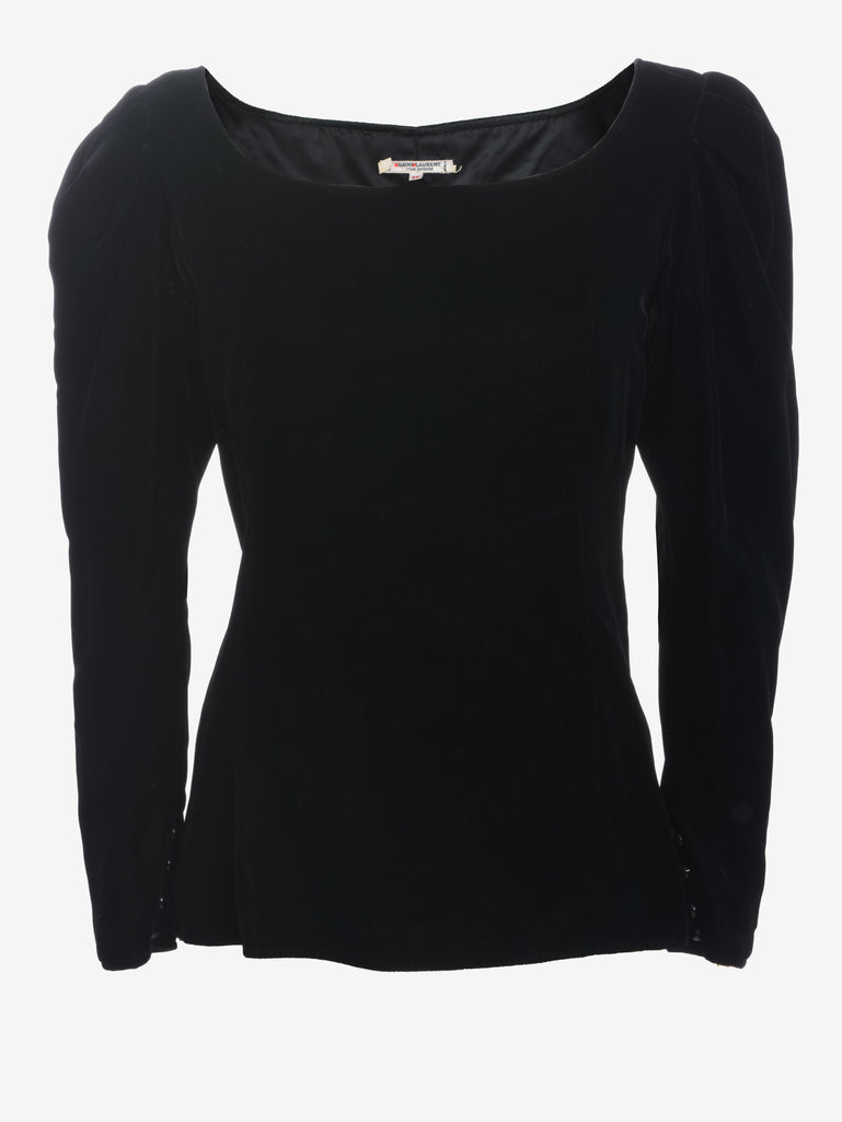 Yves Saint Laurent Black Velvet Blouse - '80s