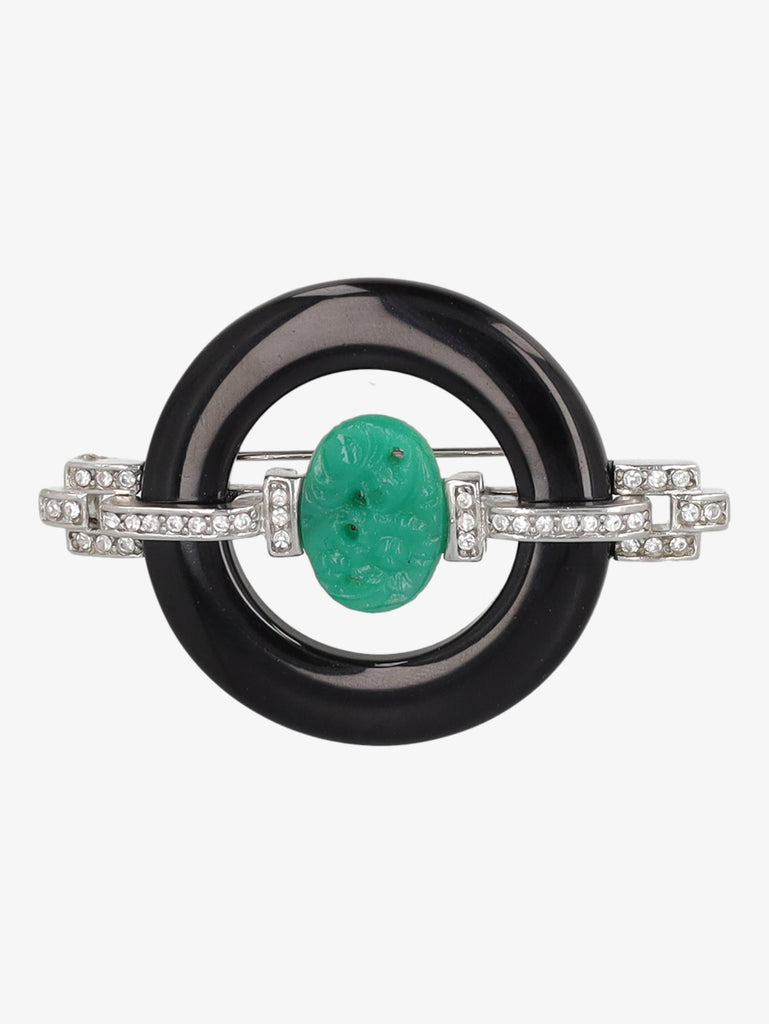 Kenneth Jay Lane Green And Black Circle Brooch CVR24.1.129  Kenneth Jay Lane