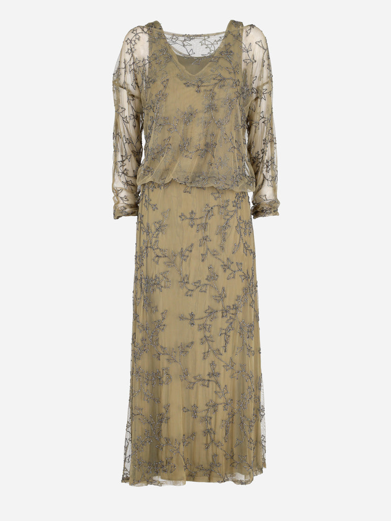 Vintage Embroidered Long Dress<BR/>