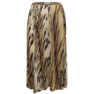 Pre-owned Roberto Cavalli chiffon-tulle leopard printed pleated skirt-'00s