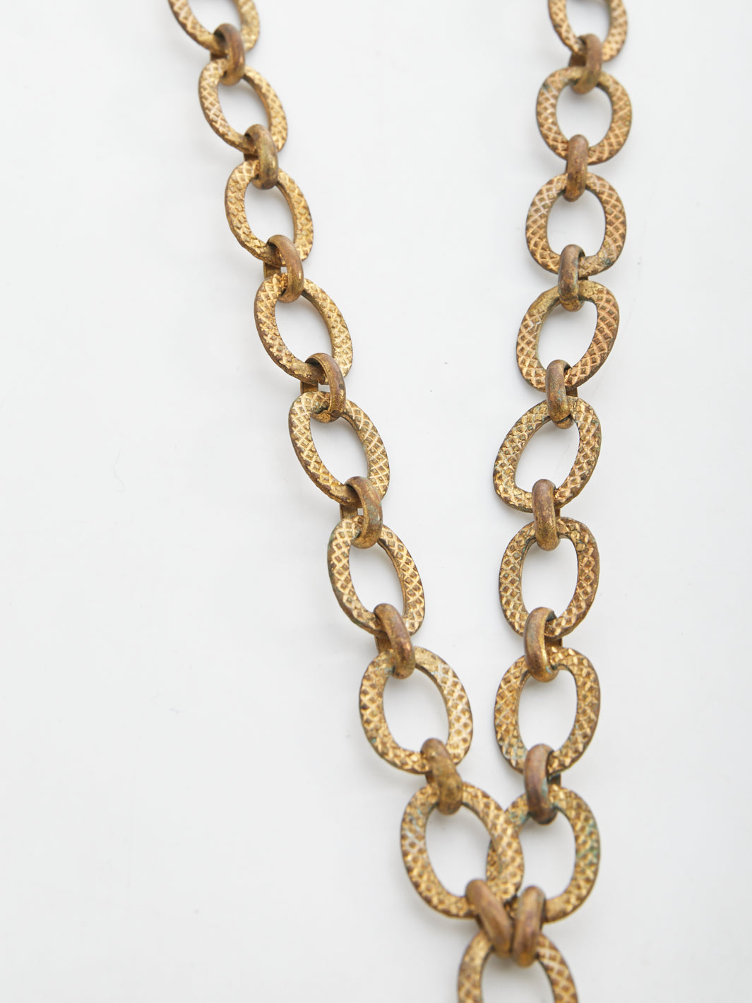 1960s Chanel glass paste medallion with pearls and long golden chain