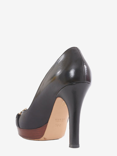 Gucci platform heeled shoe black leather