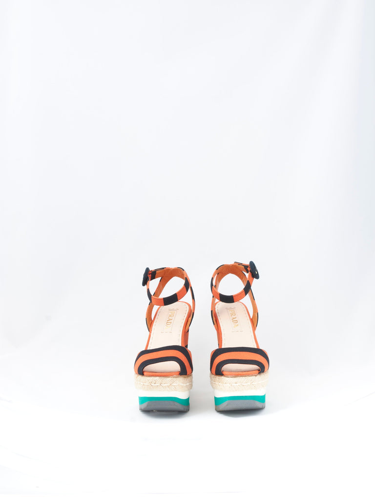 Prada canvas sandal with wedge, '00s