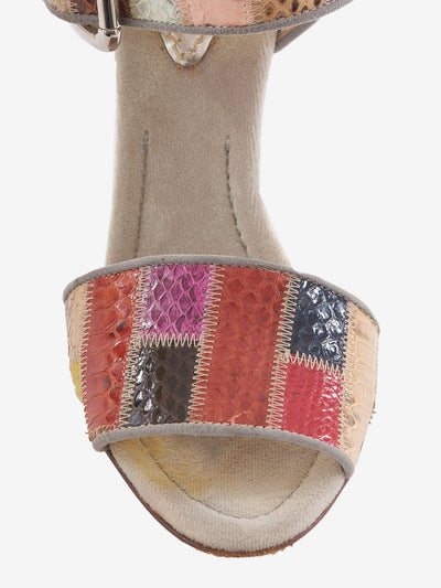 Prada patchwork wood heel sandal