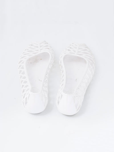 2010 American Apparel white open toe rubber ballet flats