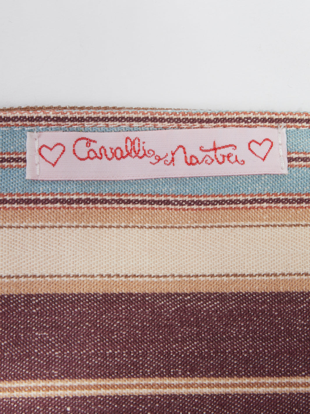 Y2K Cavalli e Nastri  clutch bag in brown, beige and baby blue stripes