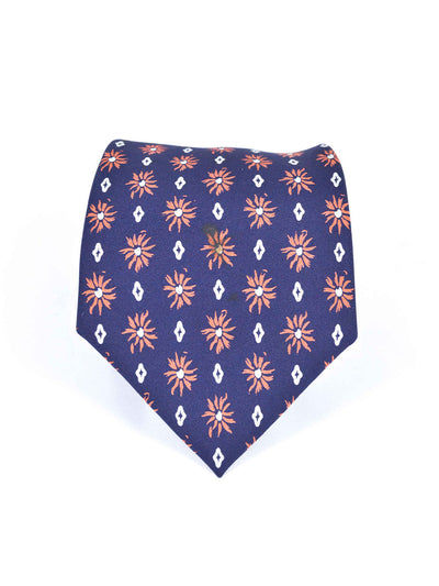 Y2K blue silk Herno tie with geometric pattern