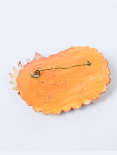 1980s large resin brooch with leaves and shells