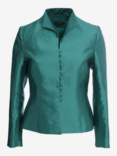 Vintage Silk Emerald Green Blazer