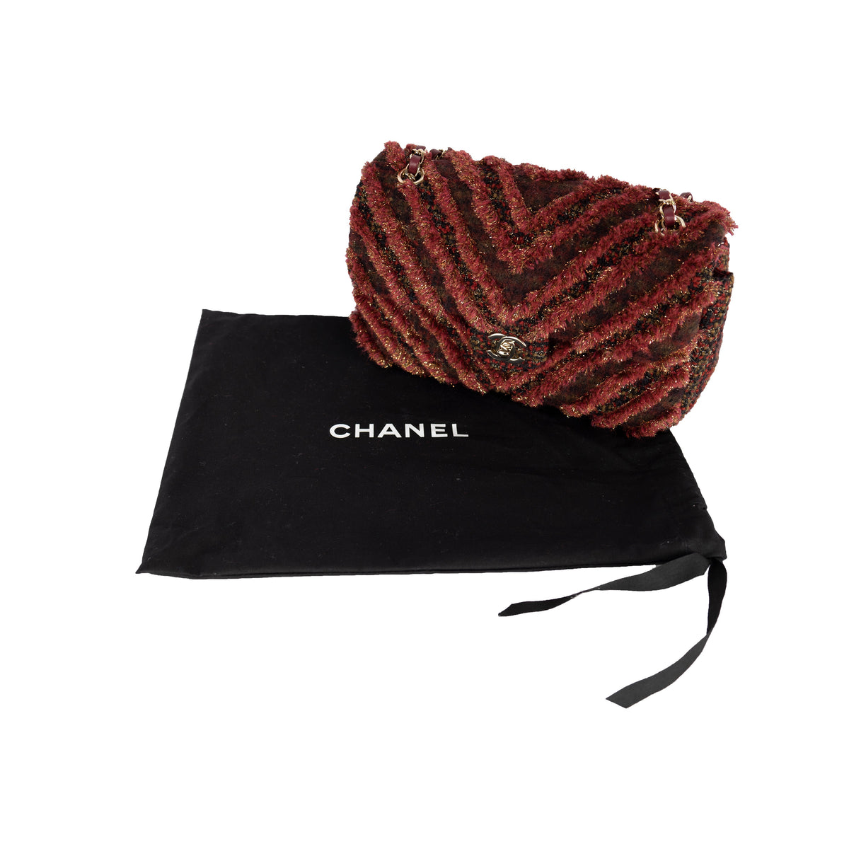 Secondhand Chanel Red Tweed Flap Bag