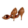 Secondhand Oscar de la Renta Alligator Embossed Leather Chain Strap D'orsay Pumps