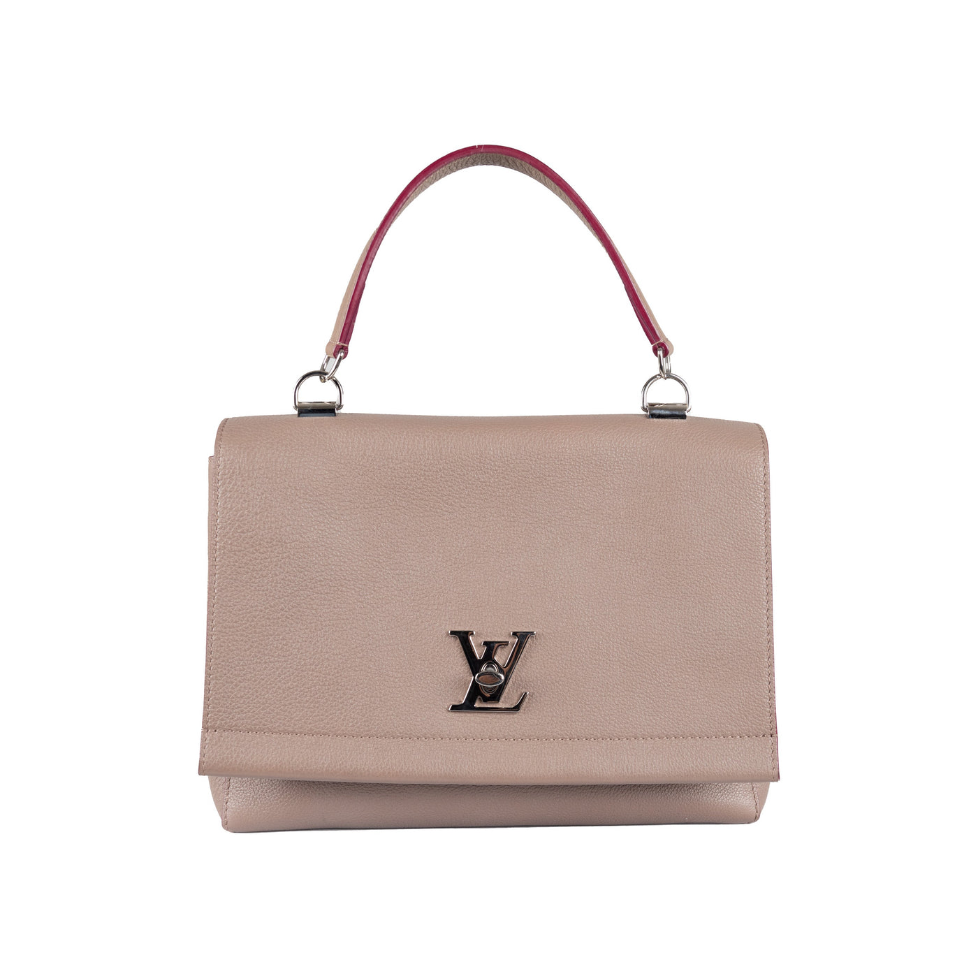 Louis Vuitton Cream and Burgundy Grained Calf Leather Lockme Day Bag