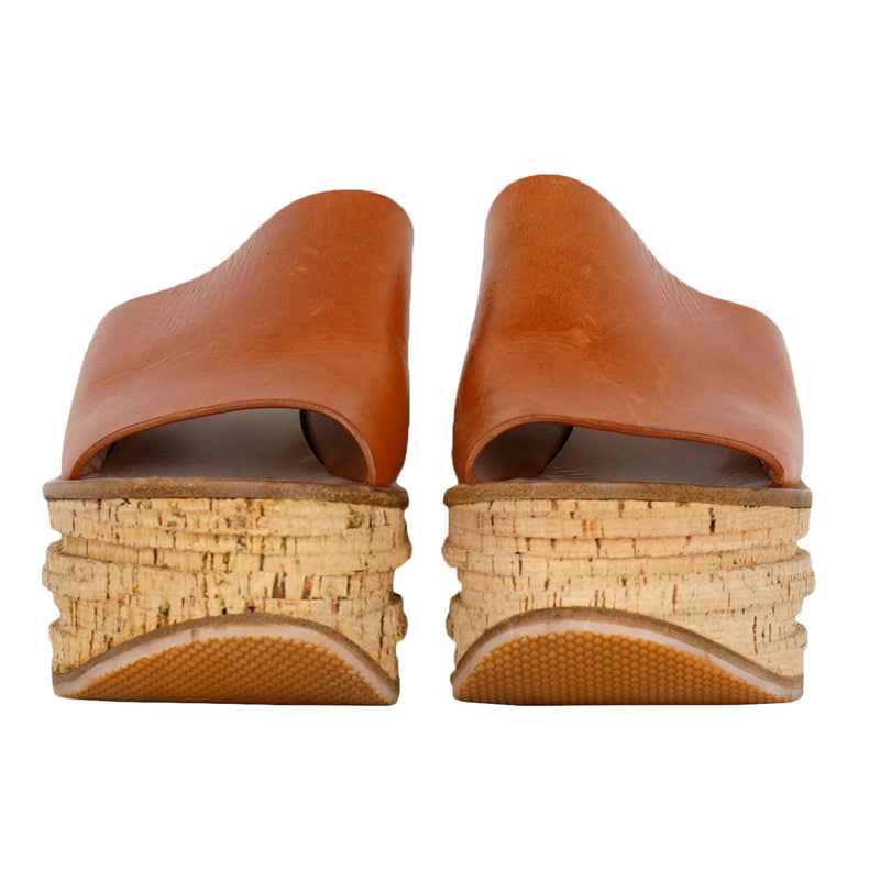 Second hand Chloé Brown Camille Leather Wedge Mules