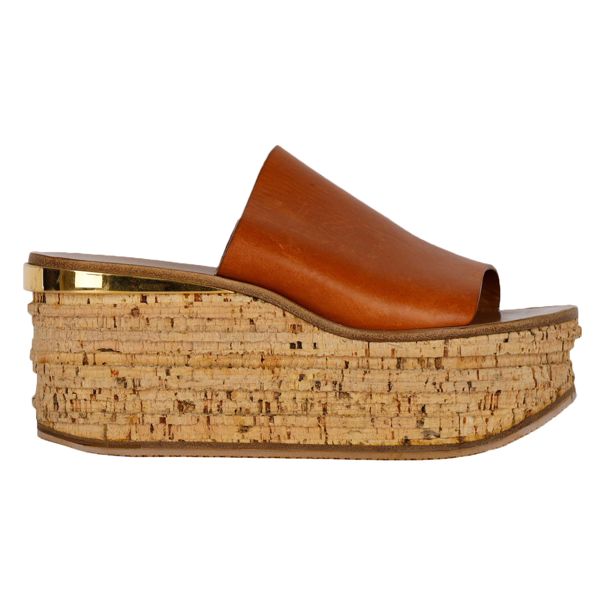 Second hand Chloé Brown Camille Leather Wedge Mules