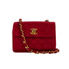 Chanel red satin quilted shoulder flap bag pre-owned nft