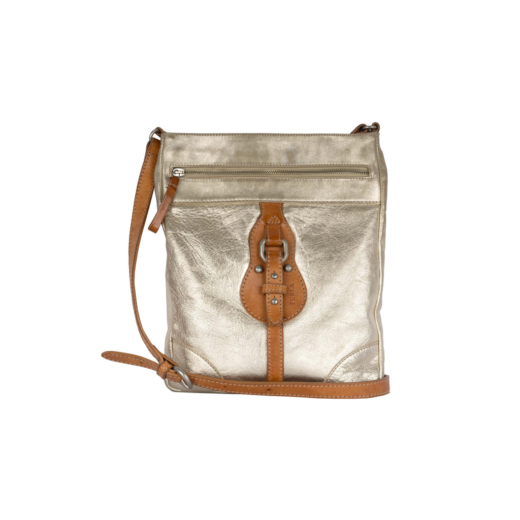 Secondhand Furla Golden Metallic Crossbody Bag