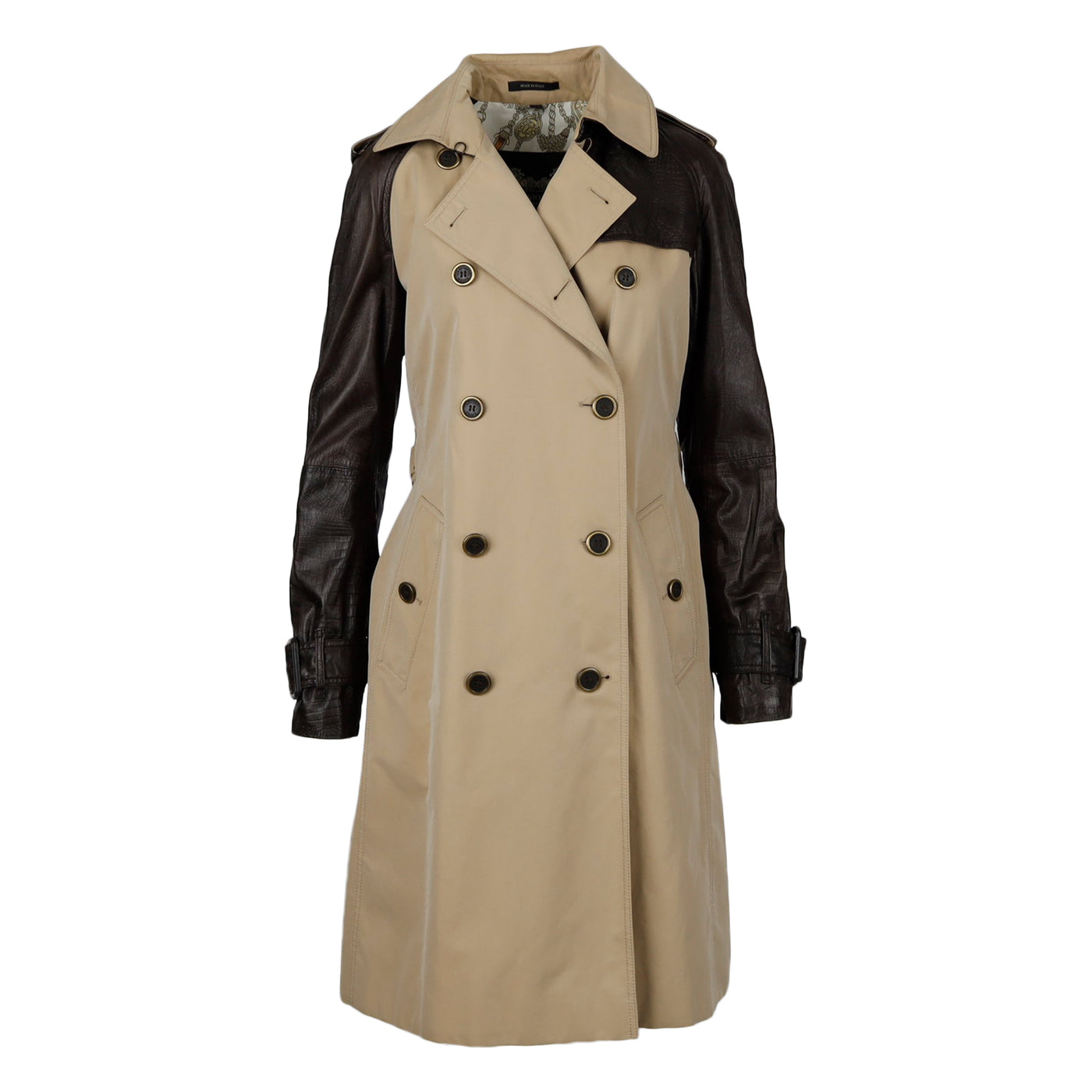 Secondhand Antonio Croce Leather Sleeve Trench Coat