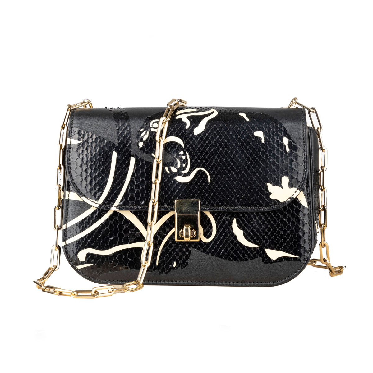 Secondhand Valentino Leather and Snakeskin Panther Crossbody Bag