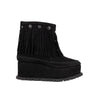 Sacai suede leather fringed ankle boots with platform pre-owned