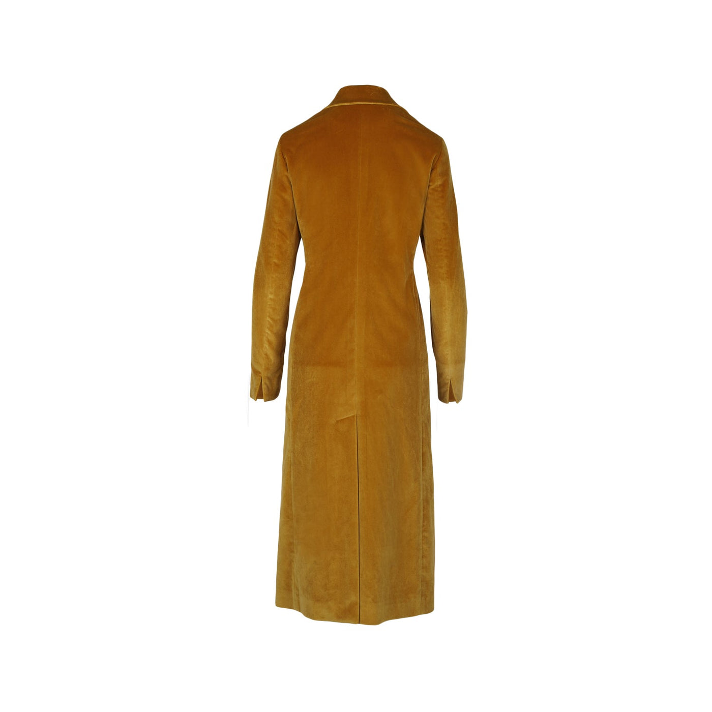 Bottega Martinese mustard-yellow velvet long coat pre-owned