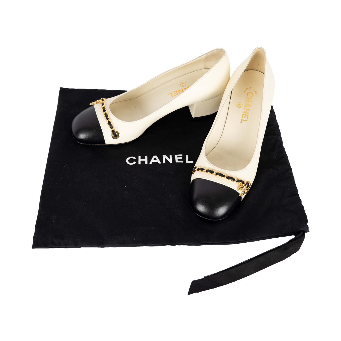 Secondhand Chanel Bi-color Block Heel Pumps