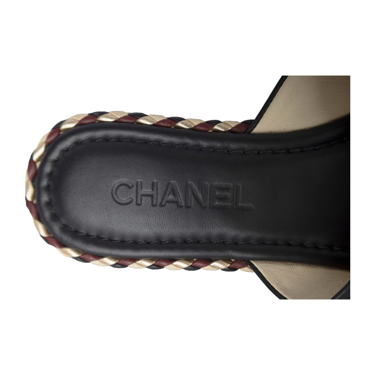 Second hand Black Chanel Lambskin Braided Mule Sandals