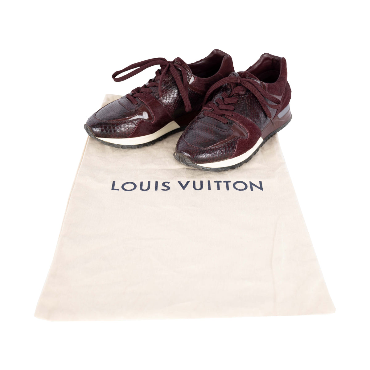 Secondhand Louis Vuitton Snakeskin and Ponyhair Run Away Sneakers 